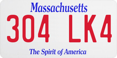 MA license plate 304LK4