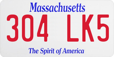 MA license plate 304LK5