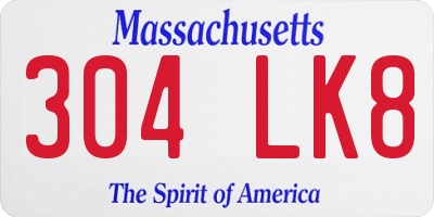 MA license plate 304LK8