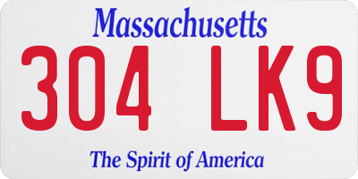 MA license plate 304LK9