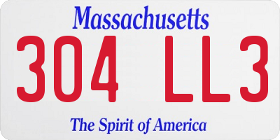 MA license plate 304LL3