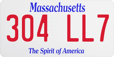 MA license plate 304LL7