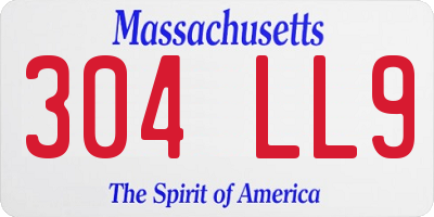 MA license plate 304LL9