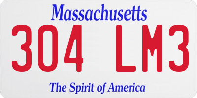 MA license plate 304LM3