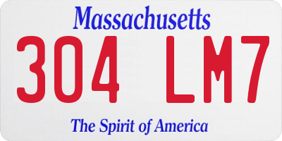 MA license plate 304LM7