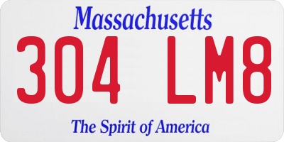 MA license plate 304LM8
