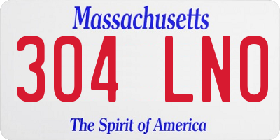 MA license plate 304LN0