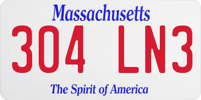 MA license plate 304LN3