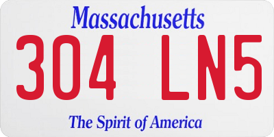 MA license plate 304LN5