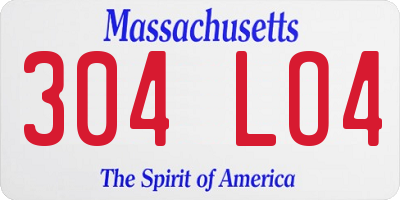 MA license plate 304LO4