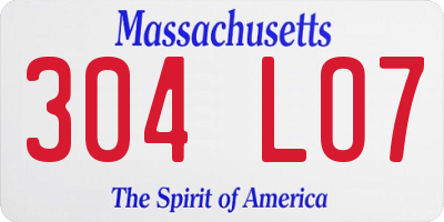 MA license plate 304LO7
