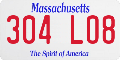 MA license plate 304LO8