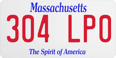 MA license plate 304LP0