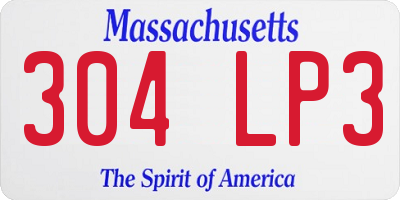 MA license plate 304LP3