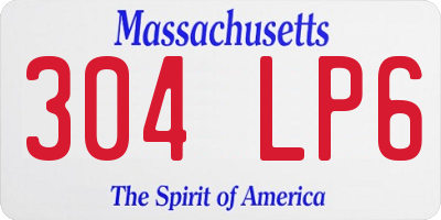 MA license plate 304LP6