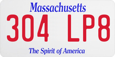 MA license plate 304LP8