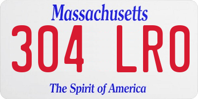 MA license plate 304LR0