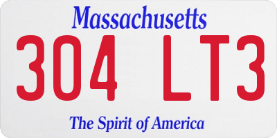 MA license plate 304LT3