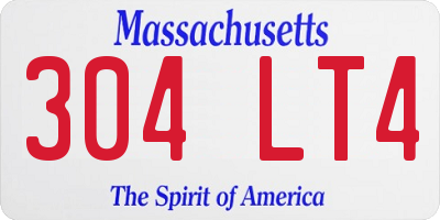 MA license plate 304LT4
