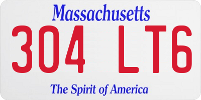 MA license plate 304LT6