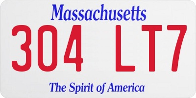 MA license plate 304LT7