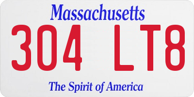 MA license plate 304LT8