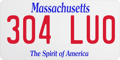 MA license plate 304LU0