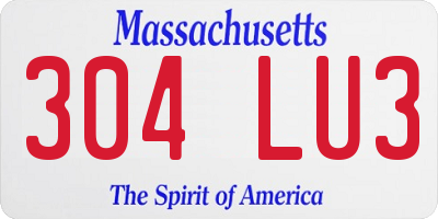 MA license plate 304LU3
