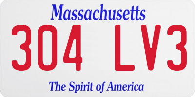 MA license plate 304LV3