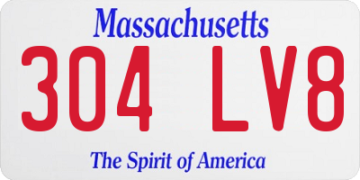 MA license plate 304LV8