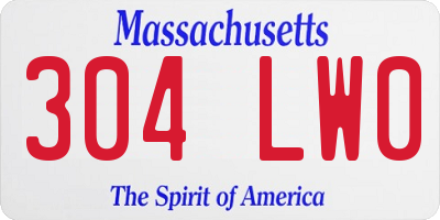 MA license plate 304LW0