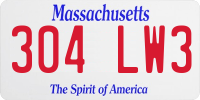 MA license plate 304LW3