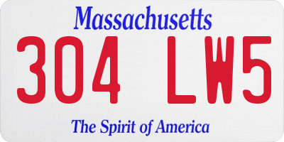 MA license plate 304LW5