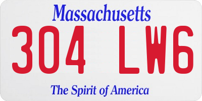 MA license plate 304LW6