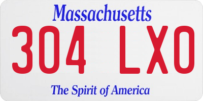MA license plate 304LX0