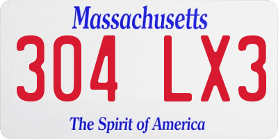 MA license plate 304LX3