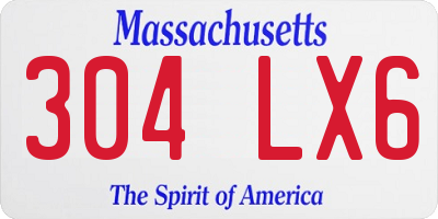 MA license plate 304LX6