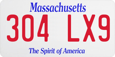 MA license plate 304LX9
