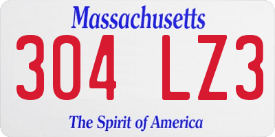 MA license plate 304LZ3