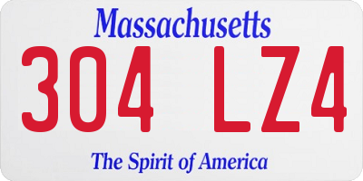 MA license plate 304LZ4