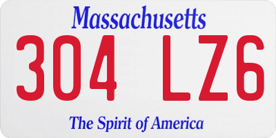 MA license plate 304LZ6