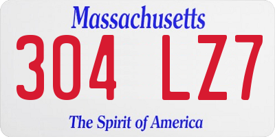 MA license plate 304LZ7
