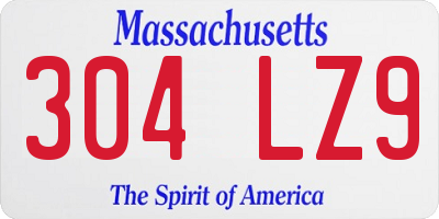 MA license plate 304LZ9