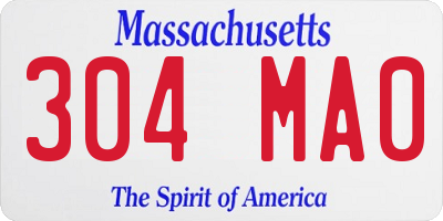 MA license plate 304MA0