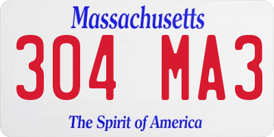 MA license plate 304MA3