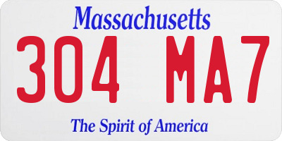 MA license plate 304MA7