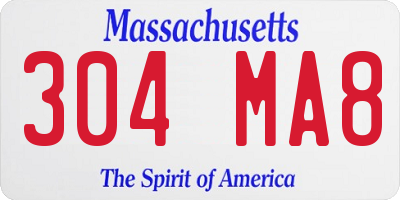 MA license plate 304MA8