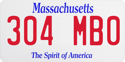 MA license plate 304MB0