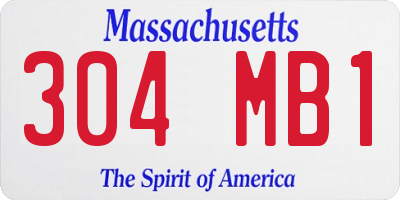 MA license plate 304MB1