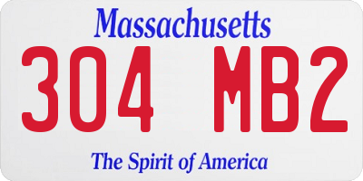 MA license plate 304MB2